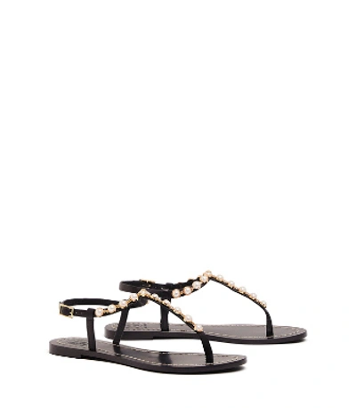 Shop Tory Burch Emmy Pearl Sandals In Perfect Black