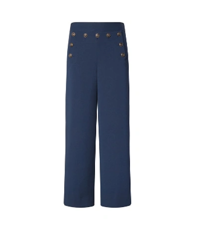 Shop Tory Burch Cropped Sailor Pant In Navy Blue
