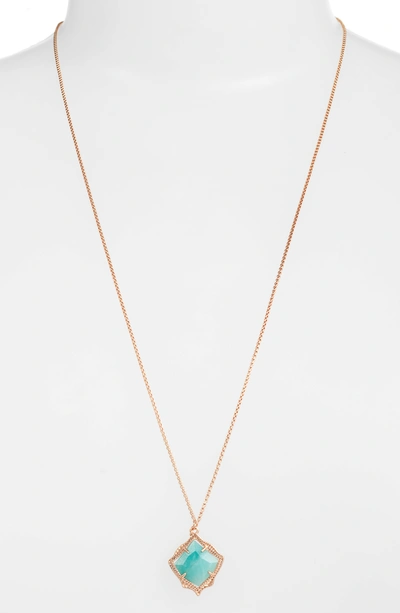 Kendra Scott Kacey Pendant Necklace In Teal Quartzite Rose Gold ModeSens