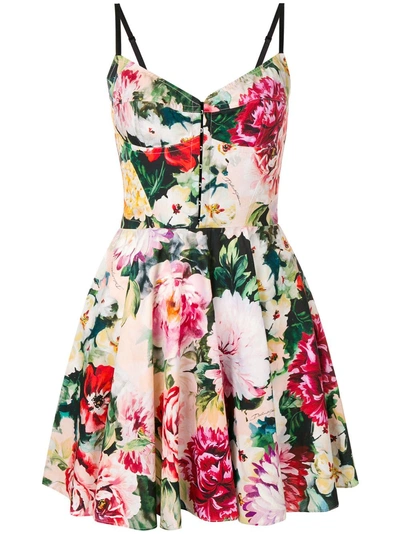 Shop Dolce & Gabbana Floral Print Mini Dress - Neutrals