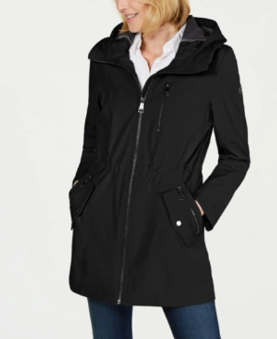 Calvin Klein Hooded Raincoat In Black | ModeSens