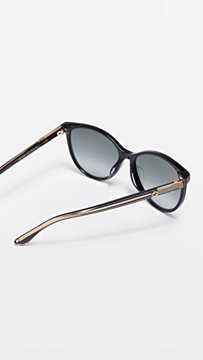 Shop Gucci Web Cat Eye Sunglasses In Black/grey