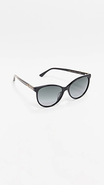 Shop Gucci Web Cat Eye Sunglasses In Black/grey