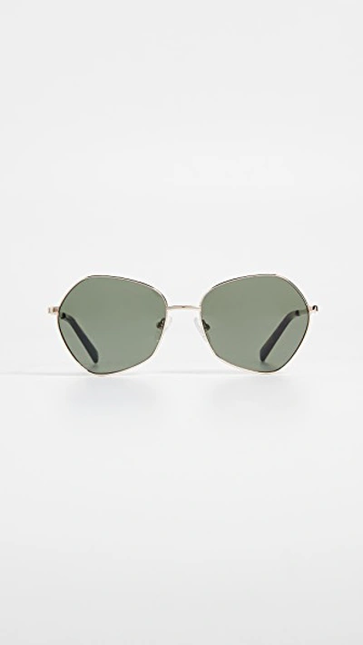Shop Le Specs Escadrille Sunglasses In Bright Gold/khaki Mono