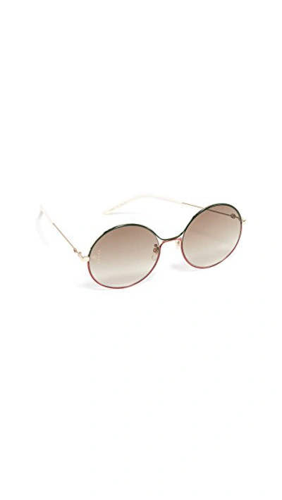 Shop Gucci '80s Inspired Round Sunglasses In Gold/brown