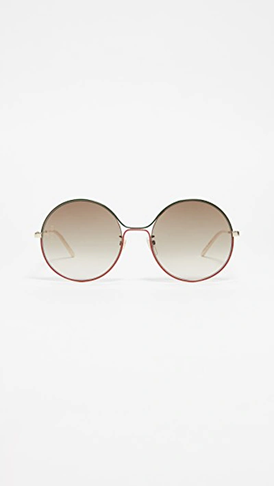 Shop Gucci '80s Inspired Round Sunglasses In Gold/brown
