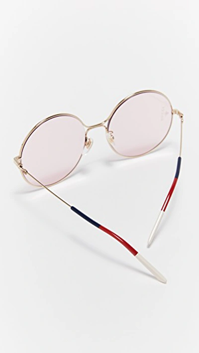 Shop Gucci 80's Inspired Round Shape Sunglasses In Gold/pink