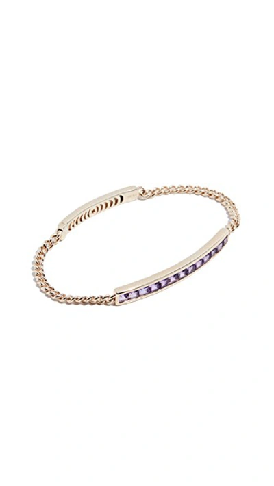 Shop Jane Taylor 14k Squares Id Bracelet In Amethyst