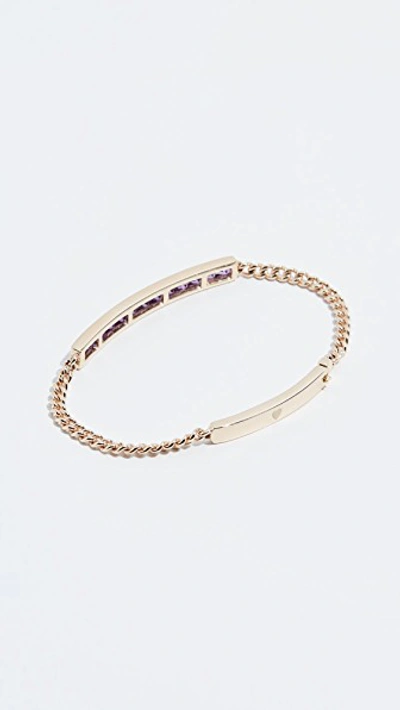 Shop Jane Taylor 14k Squares Id Bracelet In Amethyst