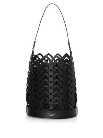 Shop Kate Spade Medium Dorie Leather Bucket Bag In Black