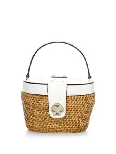 Shop Kate Spade Medium Rose Top Handle Basket Bag In White