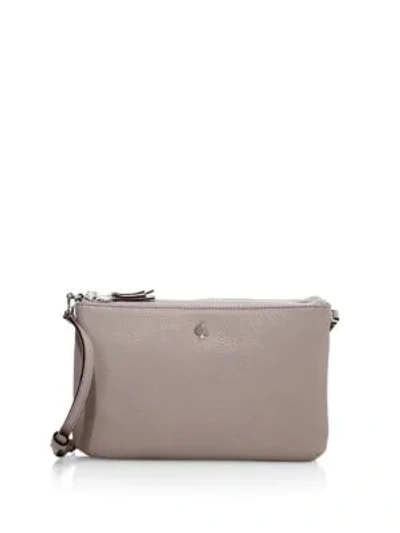 Shop Kate Spade Medium Polly Leather Crossbody Bag In Warm Taupe