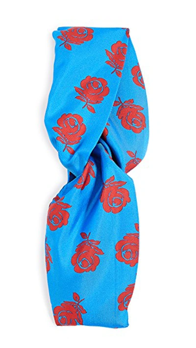 Shop Kenzo Roses Turban Headband In Cobalt