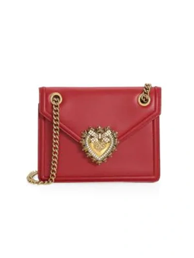 Shop Dolce & Gabbana Small Devotion Leather Shoulder Bag In Red