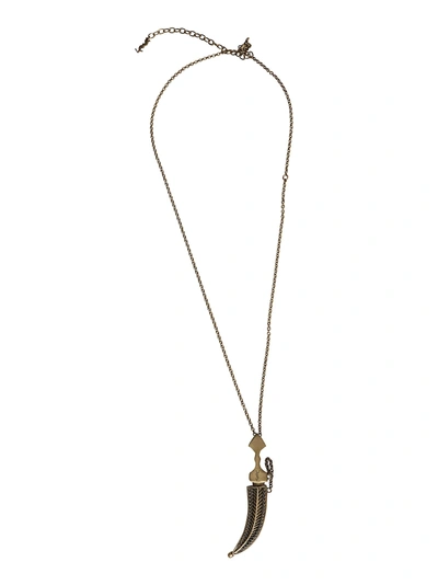 Shop Saint Laurent Folk Saber Necklace In Bronze