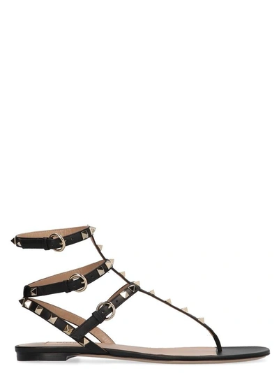 Shop Valentino Garavani Rockstud Strap Sandals In Black