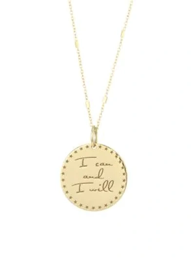 Shop Zoë Chicco Women's Mantra 14k Gold Engraved Circle Pendant Necklace