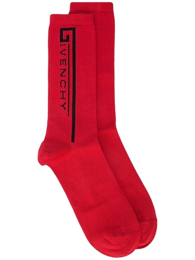 Shop Givenchy Logo Ankle Socks - Red