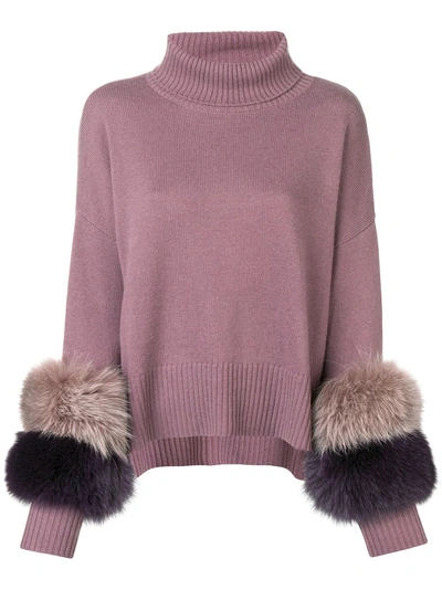 Shop Izaak Azanei Roll Neck Sweater - Purple