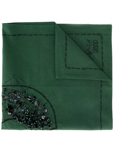 Shop Carven Sequin Detail Scarf In Green