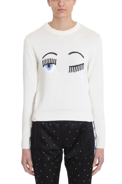 Shop Chiara Ferragni Flirting Eye White Sweater