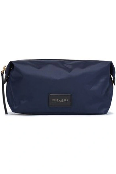 Shop Marc Jacobs Leather-trimmed Woven Cosmetics Case In Midnight Blue