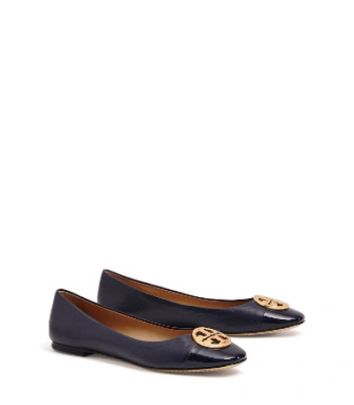Shop Tory Burch Chelsea Cap-toe Ballet Flats In Perfect Navy / Perfect Navy