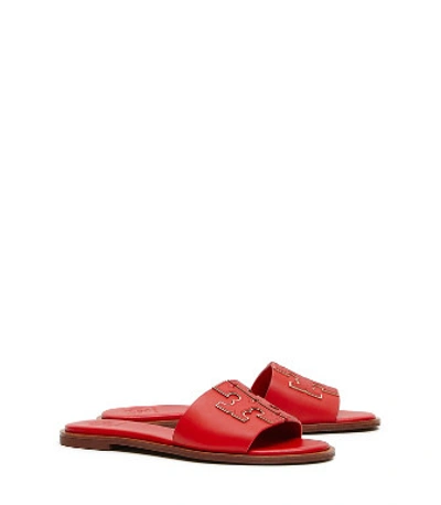 Shop Tory Burch Ines Slide In Brilliant Red / Spark Gold