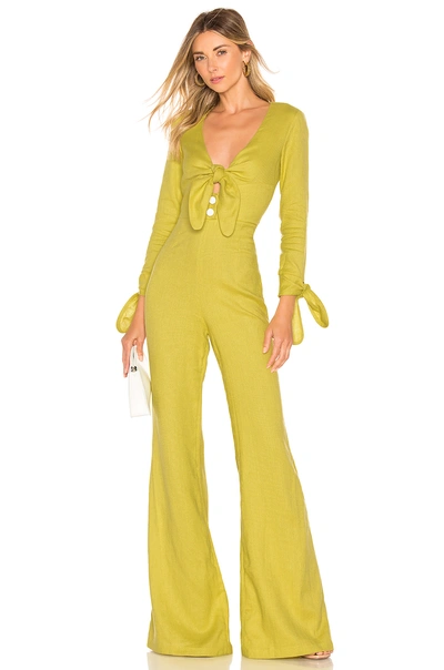 Shop Alexis Kaleo Jumpsuit In Lemongrass Linen