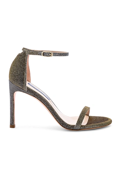 Shop Stuart Weitzman Nudistsong Heel In Metallic Silver. In Gold