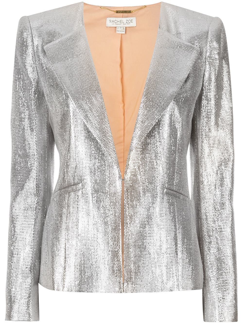 Rachel Zoe Daisy Metallic Woven Blazer In Silver | ModeSens