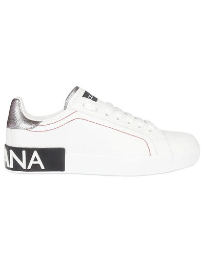 Shop Dolce & Gabbana Low-cut Sneakers In Bianco/argento