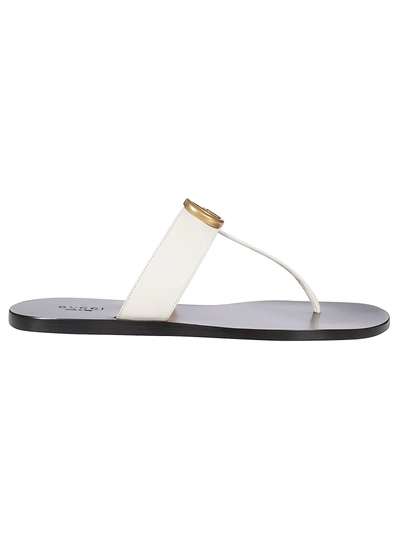 Shop Gucci Gg Thong Flat Sandals In Mystic White