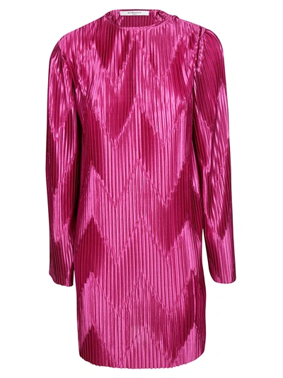 Shop Givenchy Micro Pleated Dress In Orchid Purple