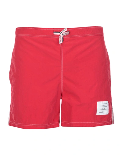 Shop Thom Browne Swim Shorts In Red