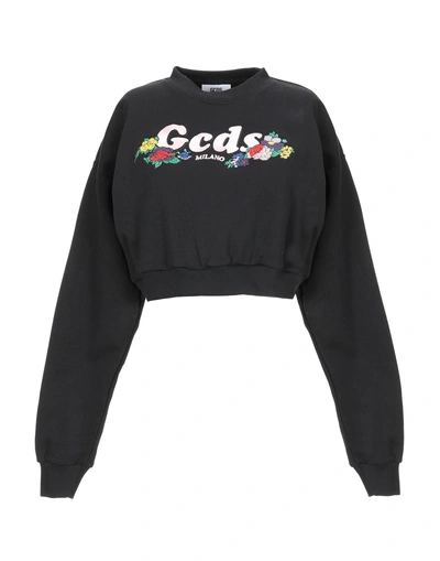 Shop Gcds Woman Sweatshirt Black Size L Cotton