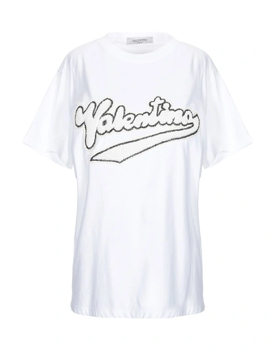 Shop Valentino Garavani Woman T-shirt White Size M Cotton, Wool, Polyester, Metallic Fiber