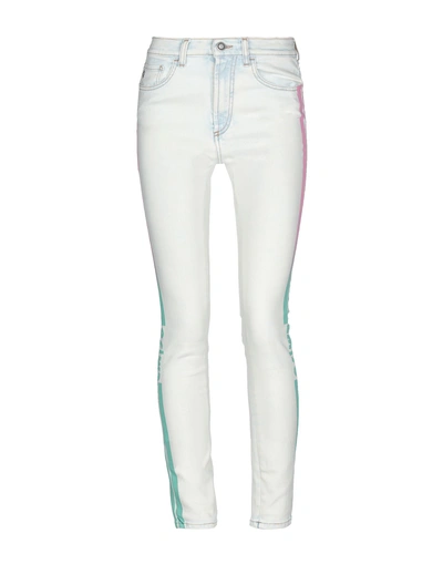 Shop Marcelo Burlon County Of Milan Marcelo Burlon Woman Jeans Ivory Size 26 Cotton, Elastomultiester, Elastane In White
