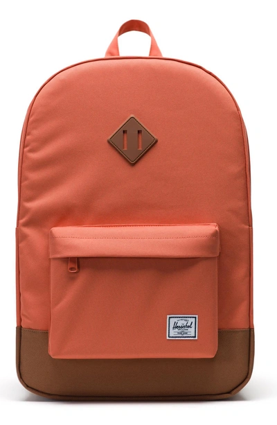 Shop Herschel Supply Co Heritage Backpack - Orange In Apricot Brandy/ Saddle Brown
