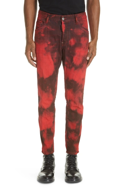 Shop Dsquared2 Dsquared 2 Bleached Skater Jeans In Red