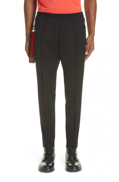 Shop Dsquared2 Wool Blend Knit Trousers In Black