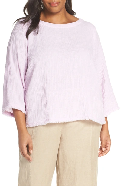 Shop Eileen Fisher Textured Organic Cotton Top In Mallow
