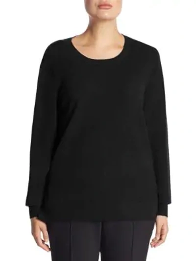 Shop Saks Fifth Avenue Plus Crewneck Cashmere Knitted Sweater In Ebony