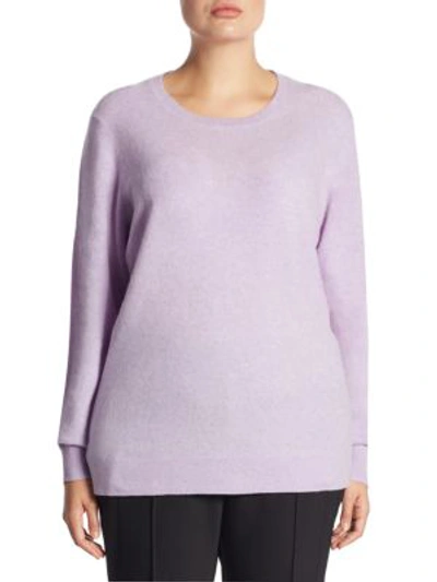 Shop Saks Fifth Avenue Plus Crewneck Cashmere Knitted Sweater In Lavender