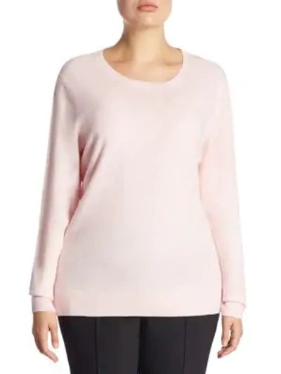 Shop Saks Fifth Avenue Plus Crewneck Cashmere Knitted Sweater In Light Pink