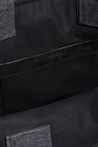 Shop Victoria Beckham Sunday Leather-trimmed Denim Tote In Black