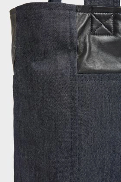 Shop Victoria Beckham Sunday Leather-trimmed Denim Tote In Black