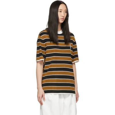Shop Givenchy Tan And Black Striped Knitted T-shirt In 694 Camel