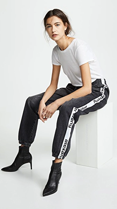 Shop Alexander Wang Track Pants In Grey Aged