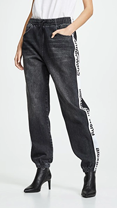 Shop Alexander Wang Track Pants In Grey Aged